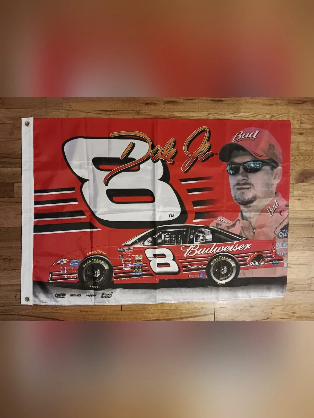 Vintage Dale Earnheardt #8 Budweiser Nascar Flag DEI Era Racing Banner